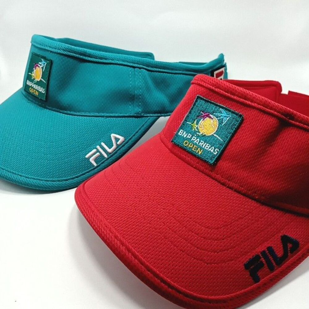 BNP PARIBAS Tennis Open FILA Adjustable Unisex Visor's Red & Teal Lot 2 One Size